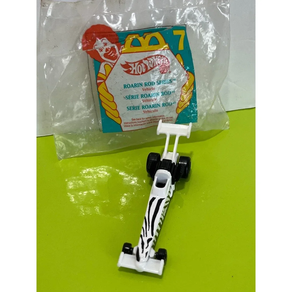 Vintage 1993 Hot Wheels McDonalds Roarin Rod Series 7 Zebra Dragster White Black